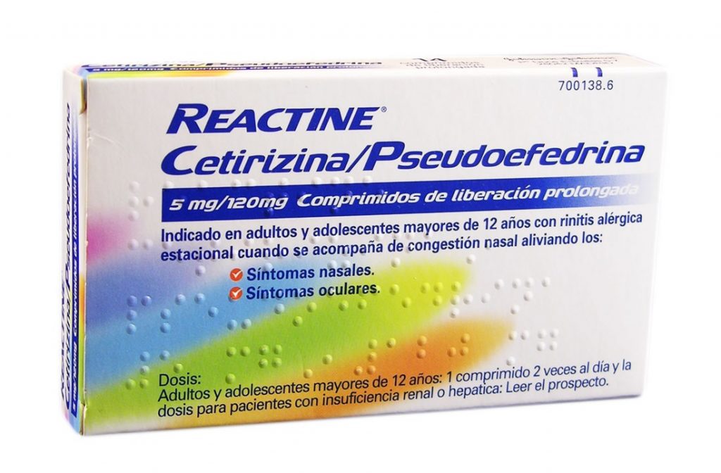Reactine (Cetirizina/Pseudoefedrina) | Alivio Alergia y Congestión Nasal